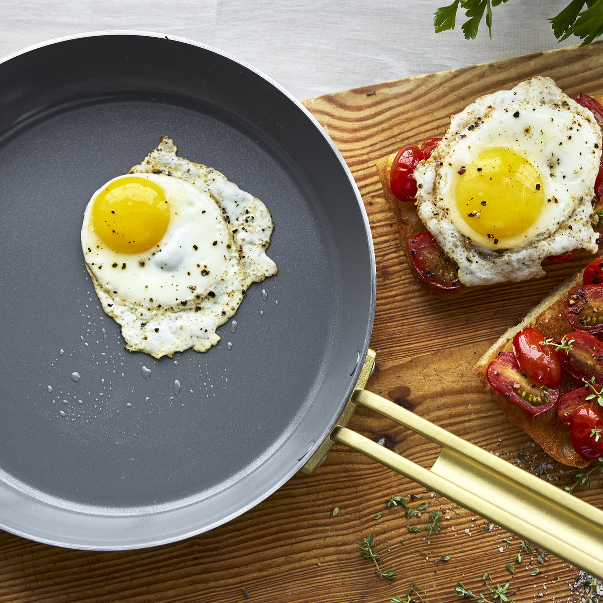 Stanley Tucci™ Stainless Steel Ceramic Nonstick 8 & 10 Frypan Set | Champagne Handles - Image 11