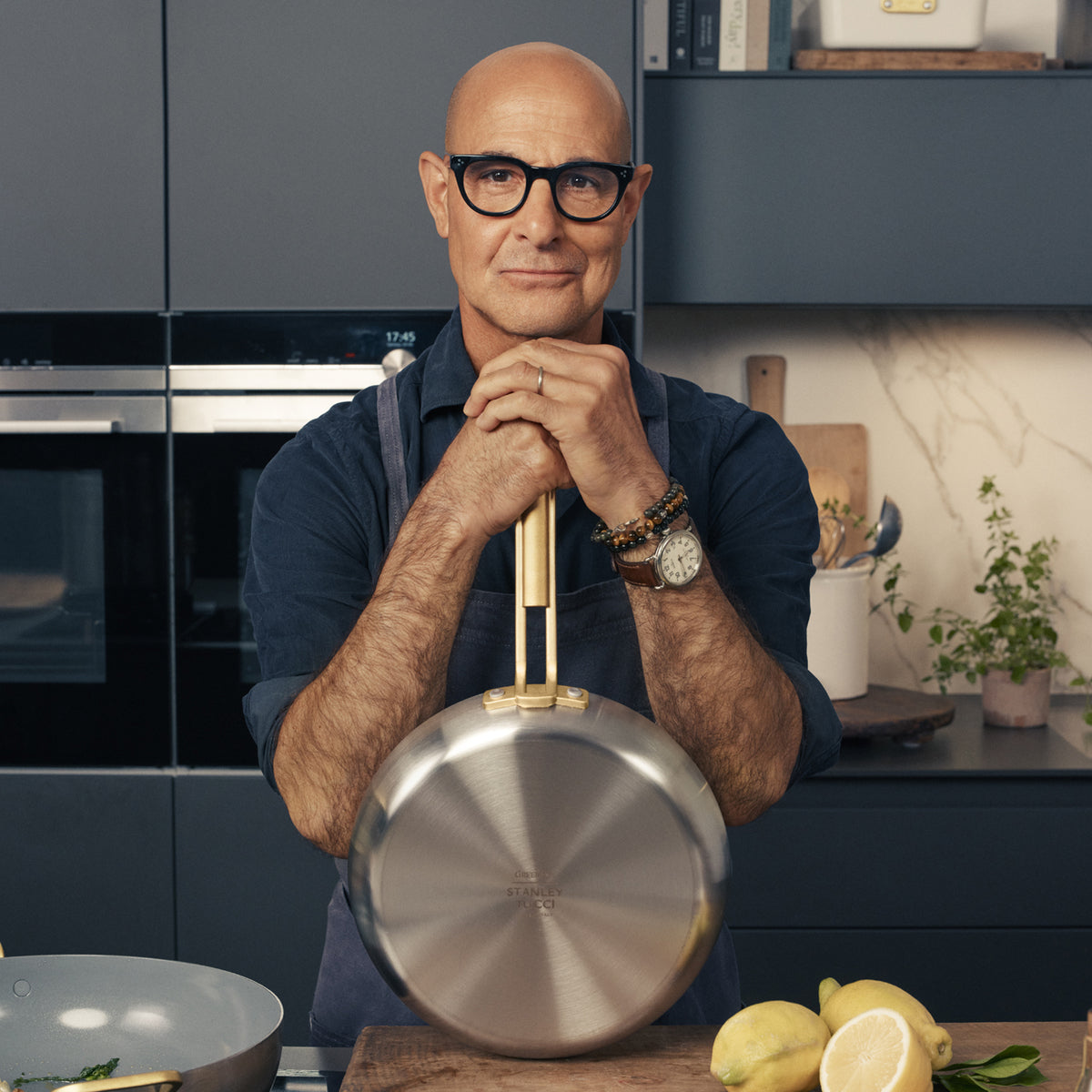 Stanley Tucci™ Stainless Steel Ceramic Nonstick 8 & 10 Frypan Set | Champagne Handles - Image 2