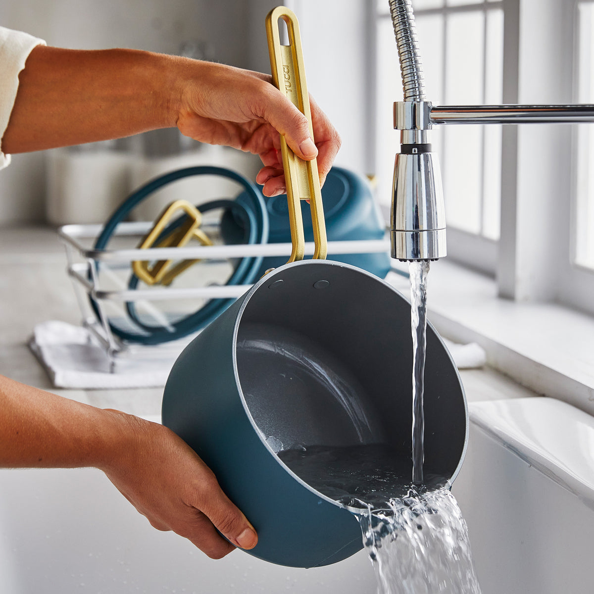 Stanley Tucci™ Ceramic Nonstick 4-Piece Saucepan Set | Venetian Teal - Image 12