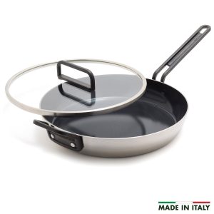 Stanley Tucci™ Stainless Steel Ceramic Nonstick 12 Frypan with Lid | Black Handle