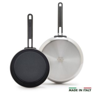 Stanley Tucci™ Stainless Steel Ceramic Nonstick 8 & 10 Frypan Set | Black Handles