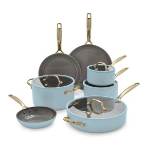 Jewel Pro Ceramic Nonstick 11-Piece Cookware Set | Glacier