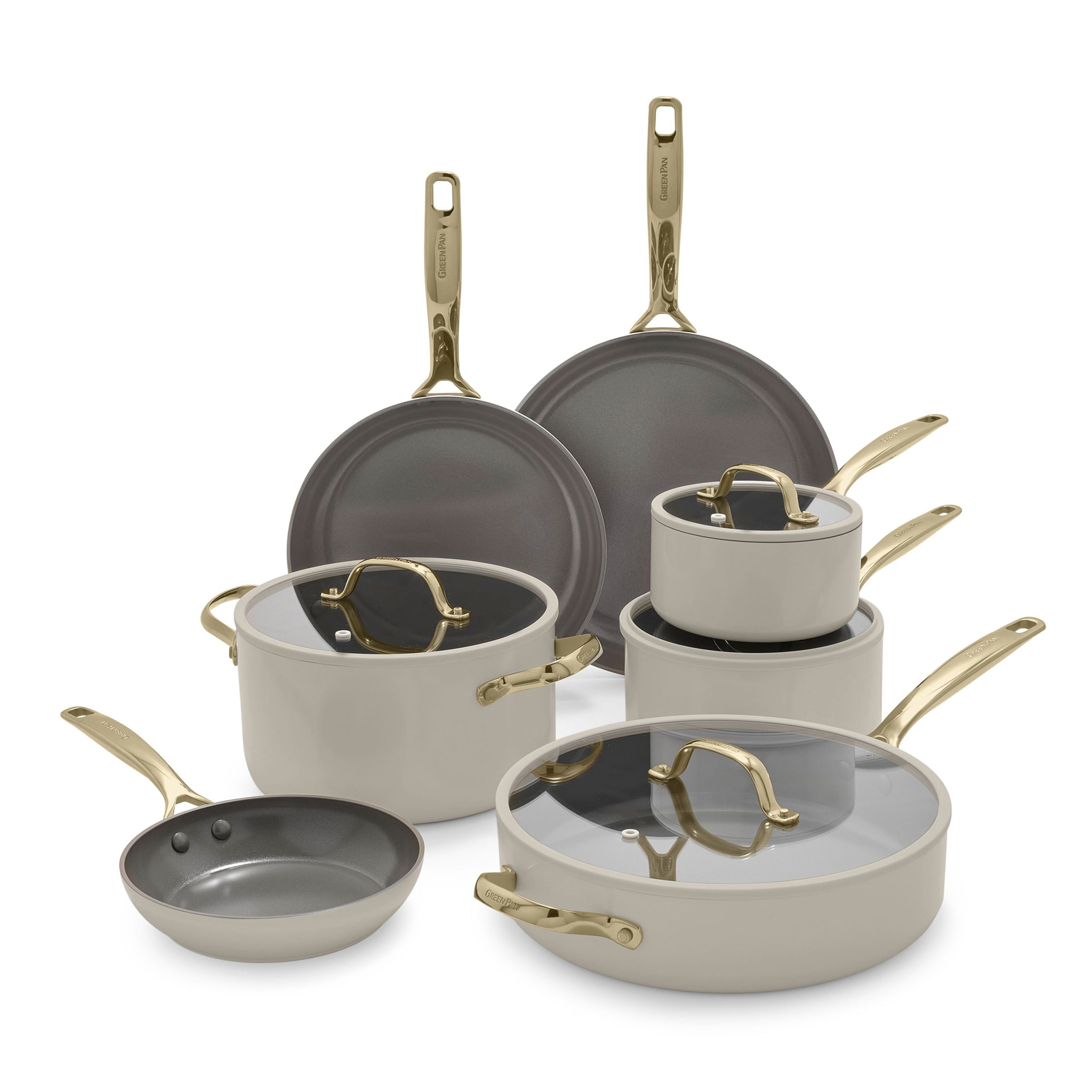 Jewel Pro Ceramic Nonstick 11-Piece Cookware Set | Taupe