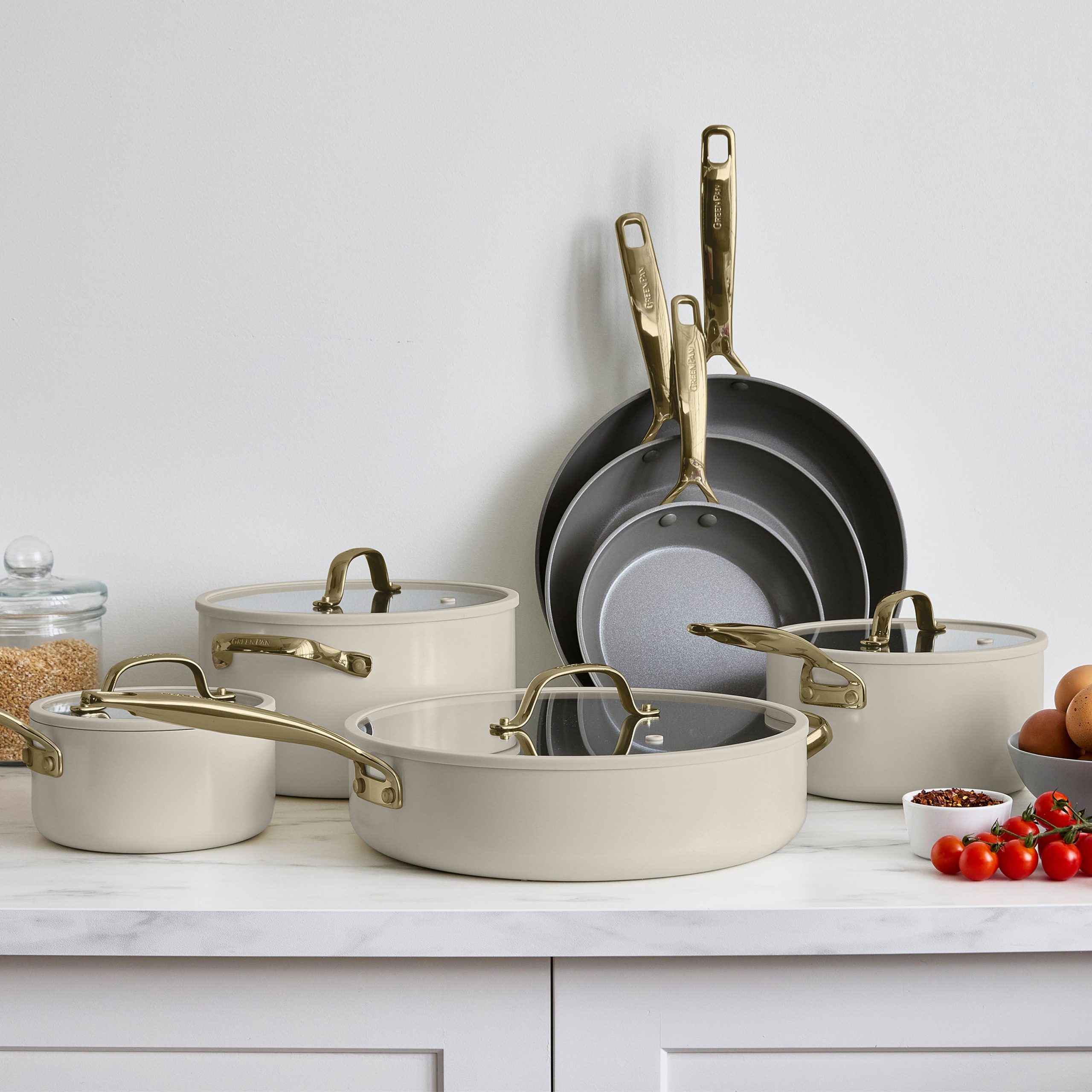 Jewel Pro Ceramic Nonstick 11-Piece Cookware Set | Taupe - Image 2