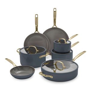 Jewel Pro Ceramic Nonstick 11-Piece Cookware Set | Slate