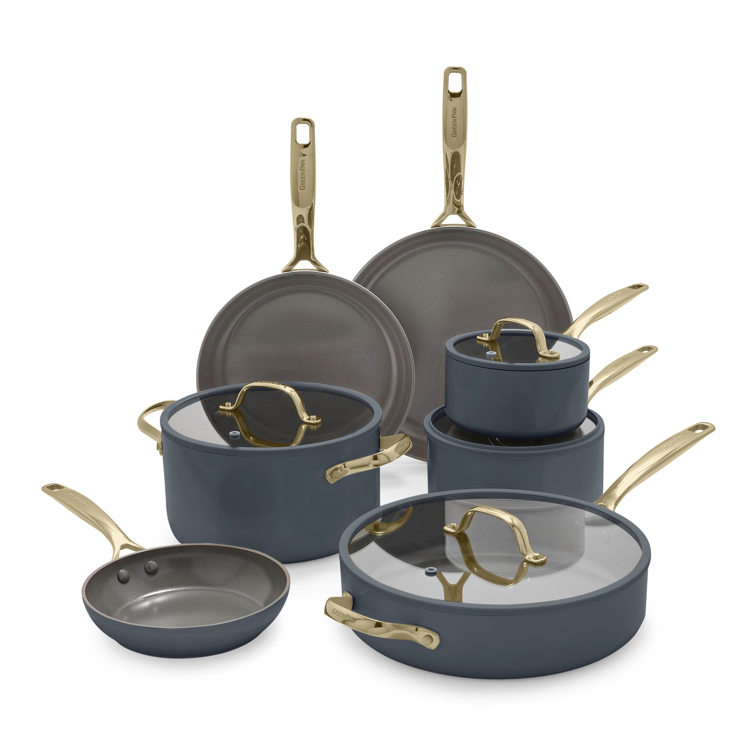 Jewel Pro Ceramic Nonstick 11-Piece Cookware Set | Slate