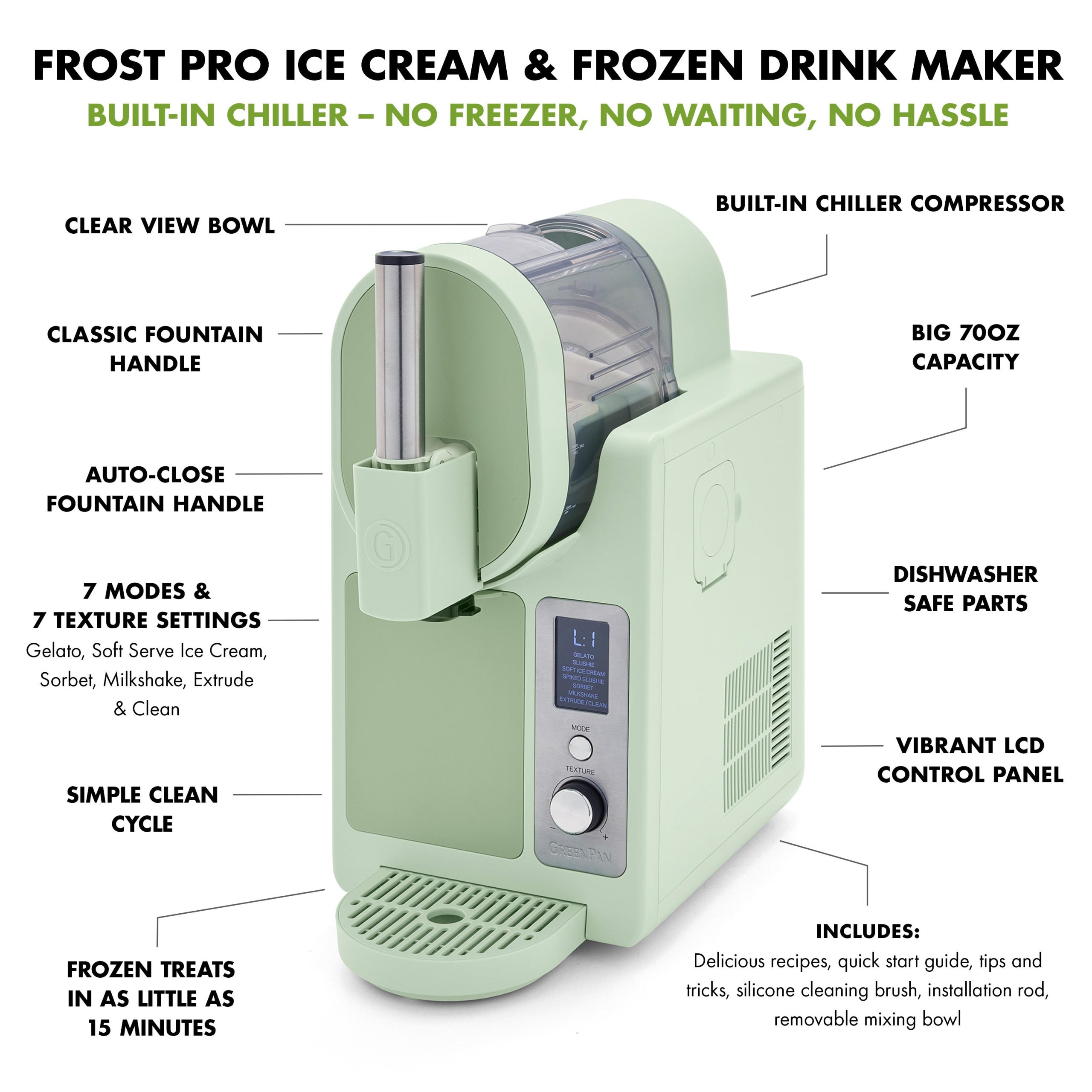 Frost Pro 16-in-1 Ice Cream. Gelato & Frozen Drink Maker | Pistachio - Image 5
