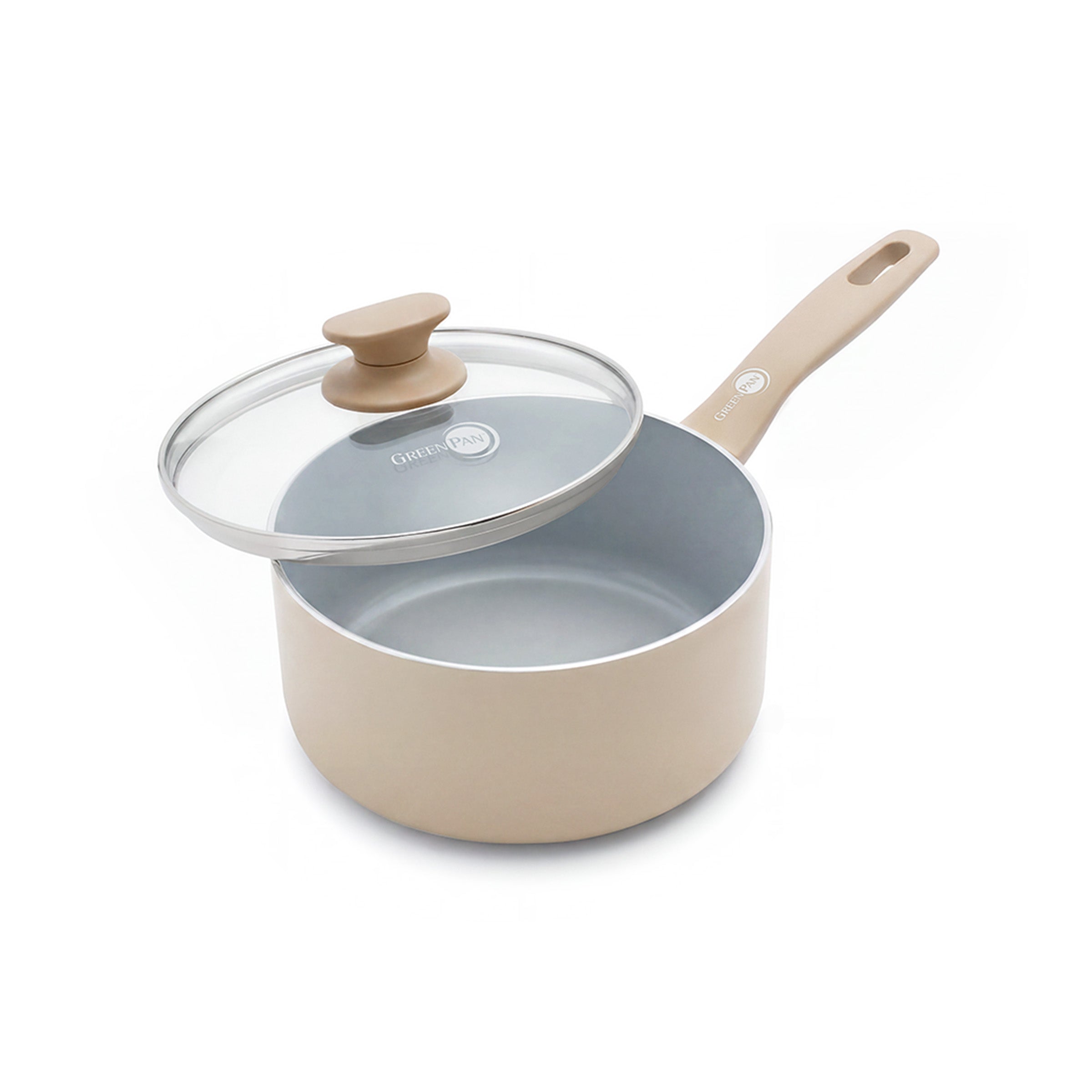Dover Ceramic Nonstick 2.25-Quart Saucepan with Lid | Taupe