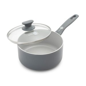 Dover Ceramic Nonstick 2.25-Quart Saucepan with Lid | Gray