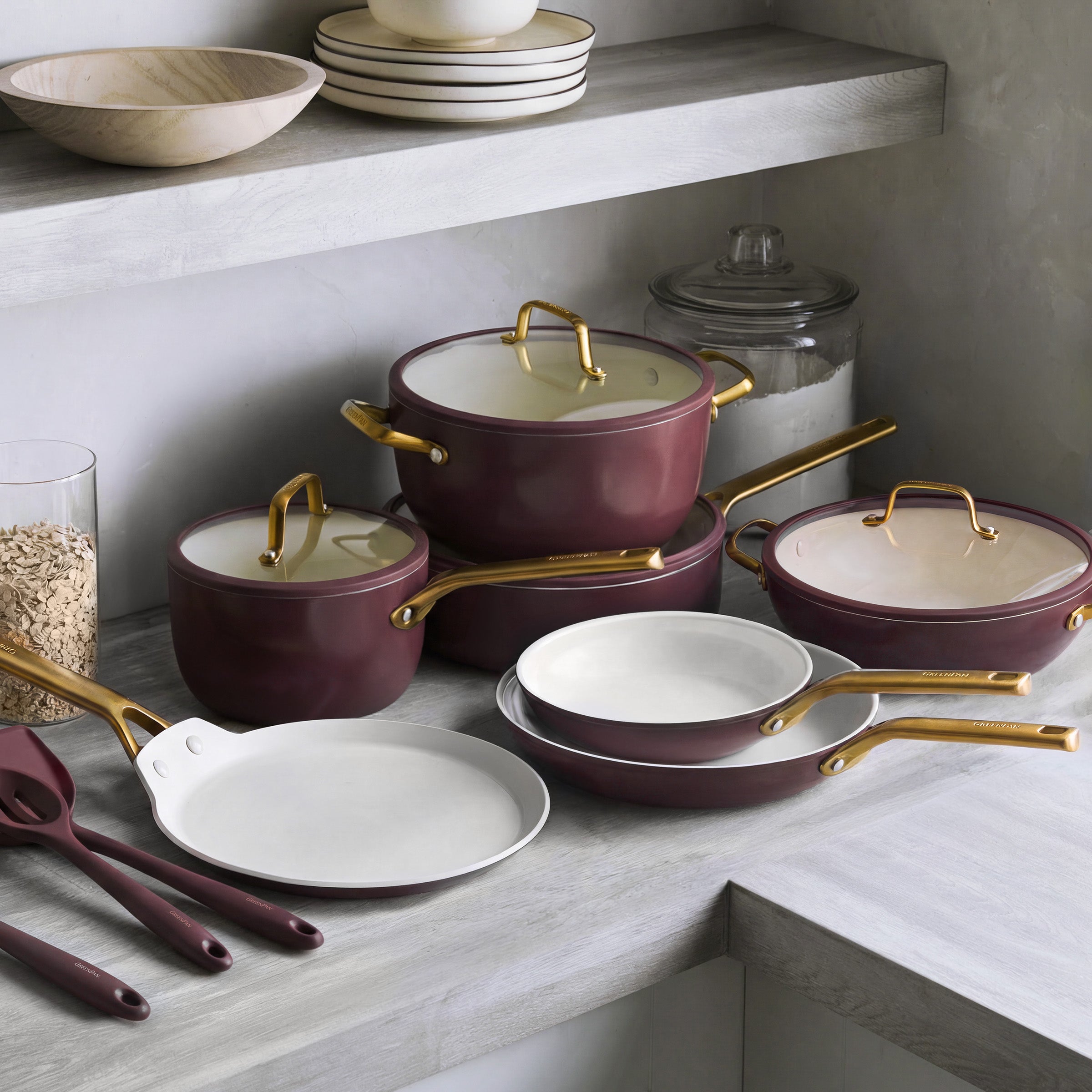 Reserve Pro Ceramic Nonstick 14-Piece Cookware Set | Bordeaux - Image 2