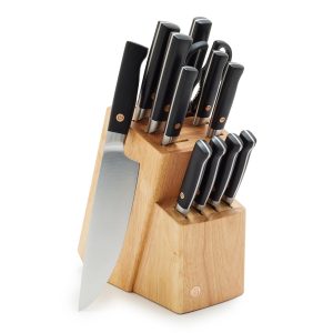 Elite Cutlery 13-Piece Knife Block Set with Black Handles