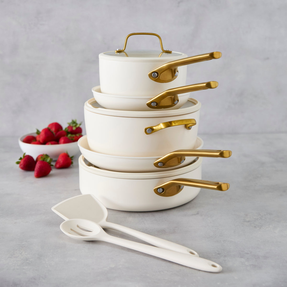 Reserve Pro Ceramic Nonstick 10-Piece Cookware Set | Cream - Image 4
