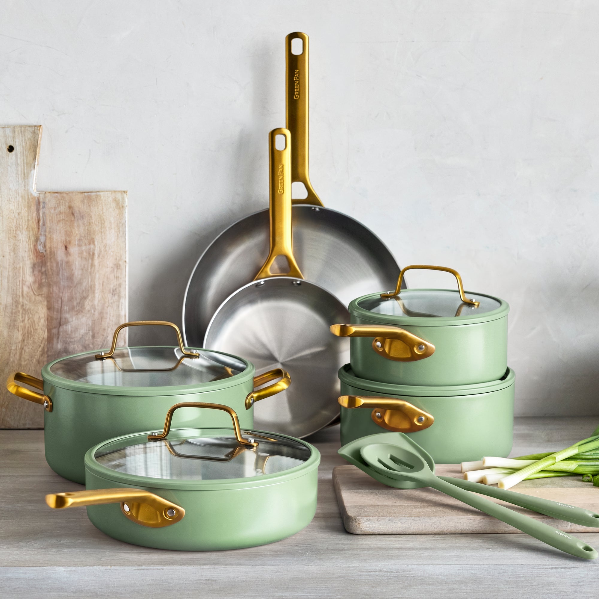 Reserve Pro Uncoated Stainless Steel 12-Piece Cookware Set | Sage - Image 2