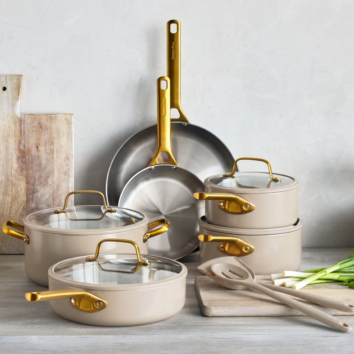 Reserve Pro Uncoated Stainless Steel 12-Piece Cookware Set | Macadamia - Image 2