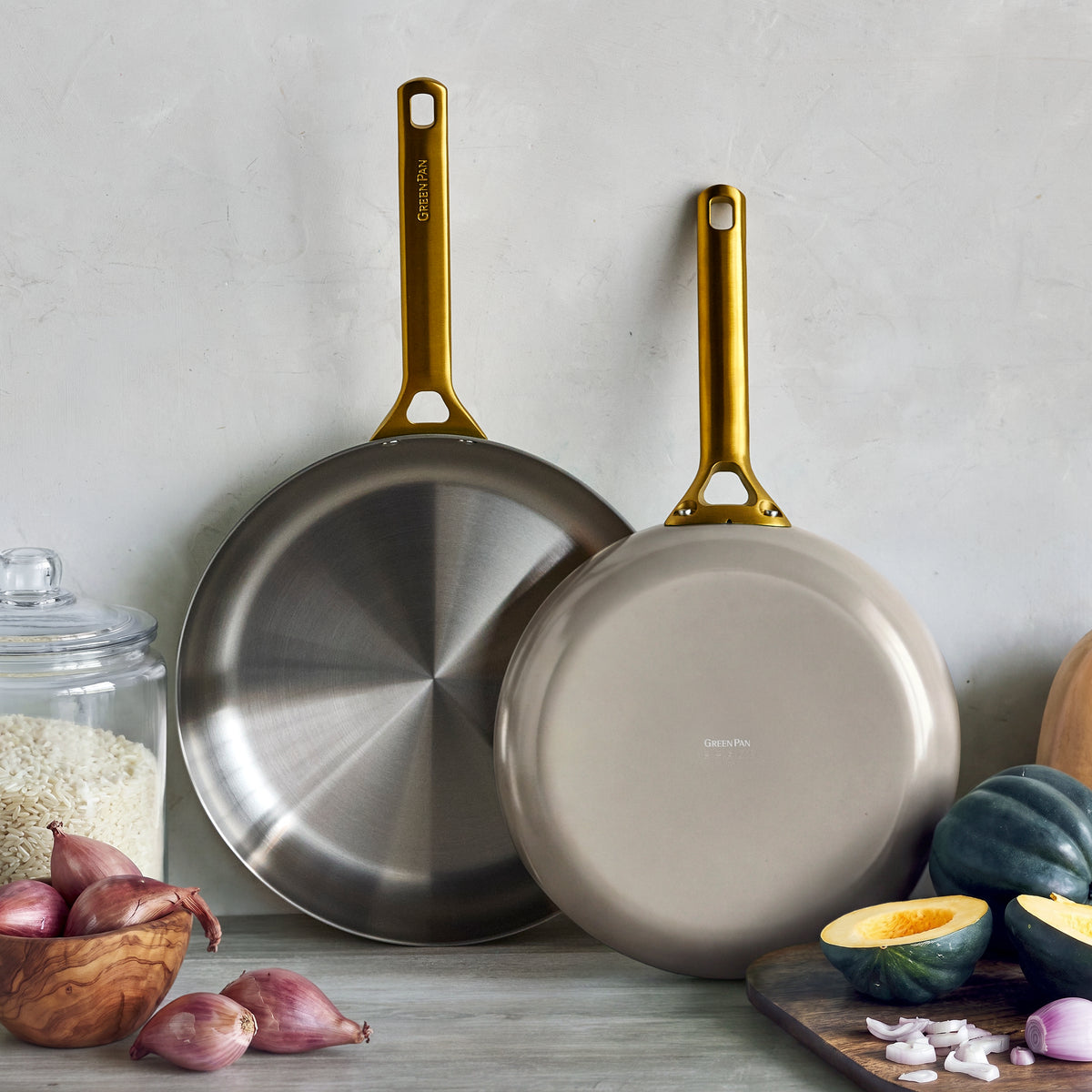 Reserve Pro Uncoated Stainless Steel 10 and 12 Frypan Set | Macadamia - Image 2
