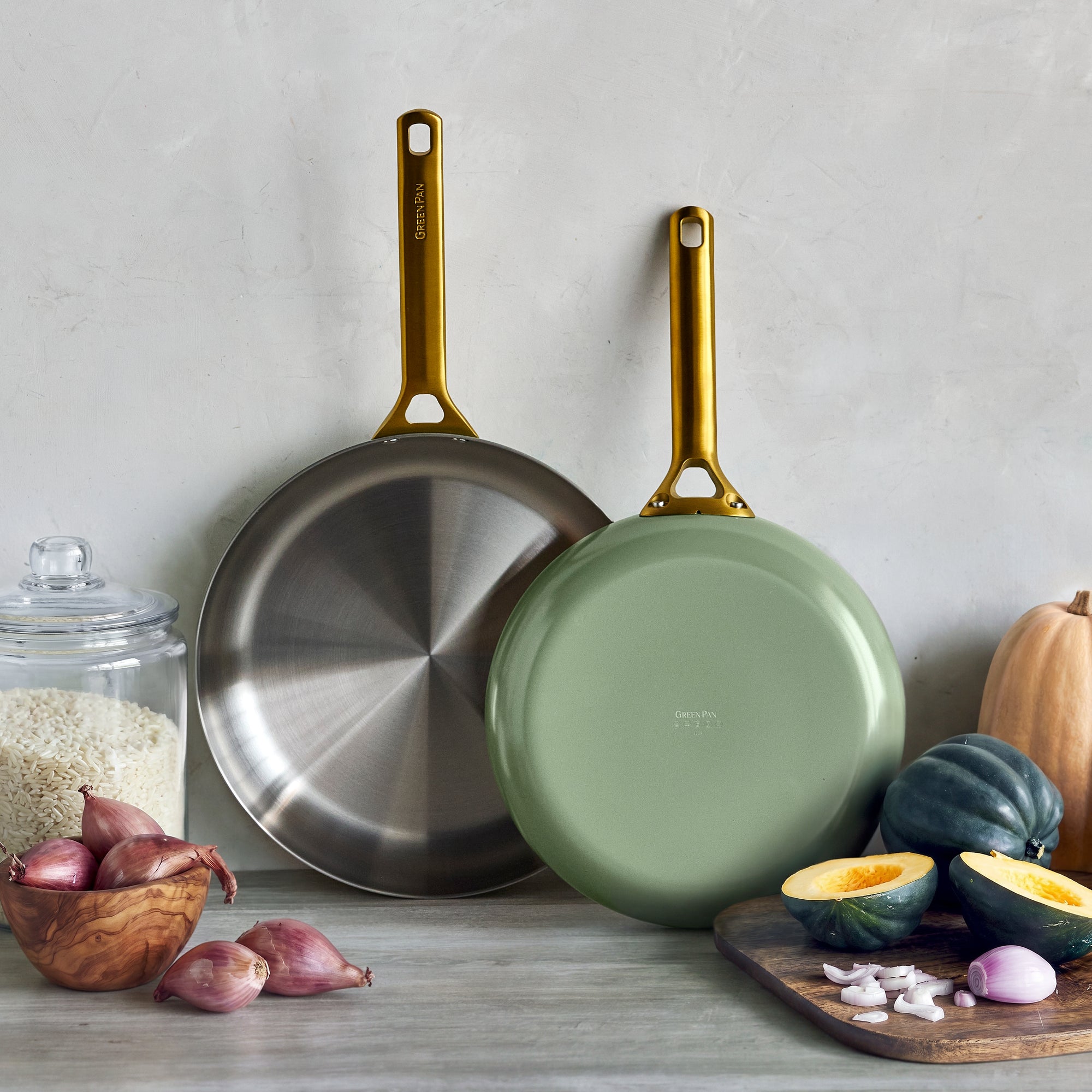 Reserve Pro Uncoated Stainless Steel 10 and 12 Frypan Set | Sage - Image 2