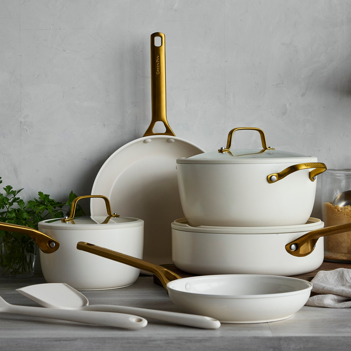 Reserve Pro Ceramic Nonstick 10-Piece Cookware Set | Cream - Image 2
