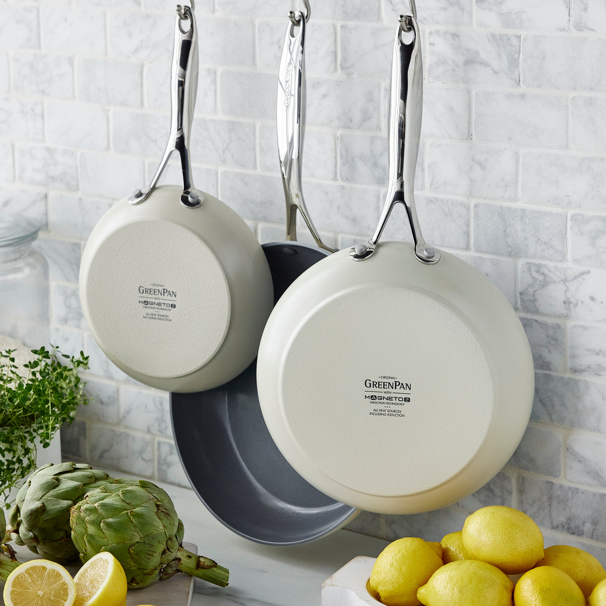 Valencia Pro Ceramic Nonstick 8. 9.5. and 11 Frypan Set | Cream - Image 5