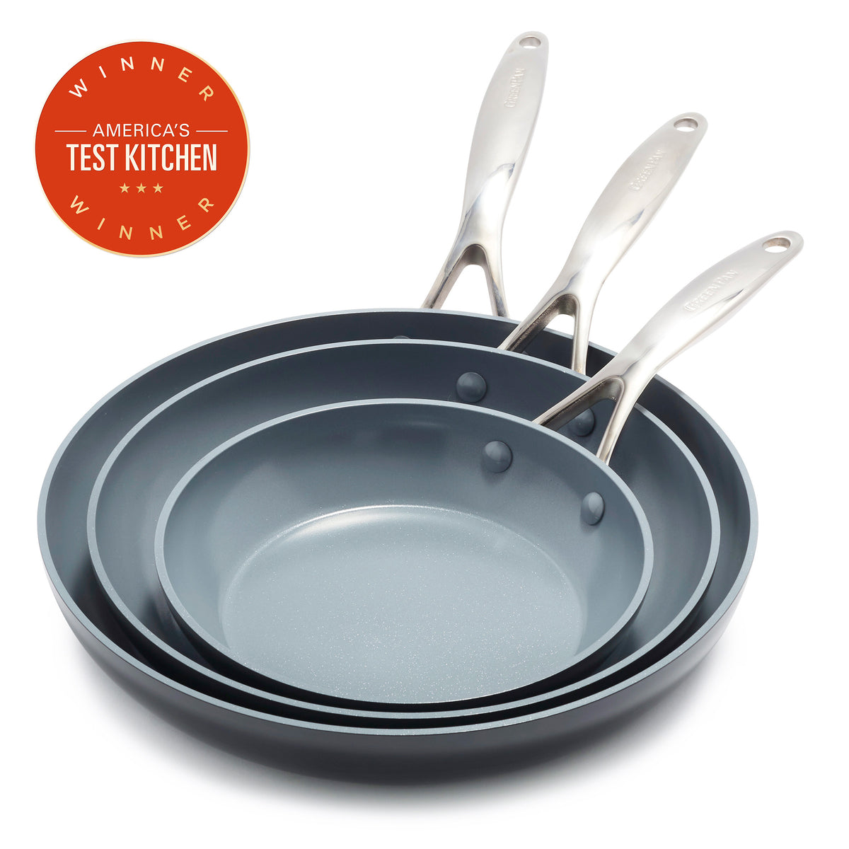 Valencia Pro Ceramic Nonstick 8. 9.5. and 11 Frypan Set | Gray
