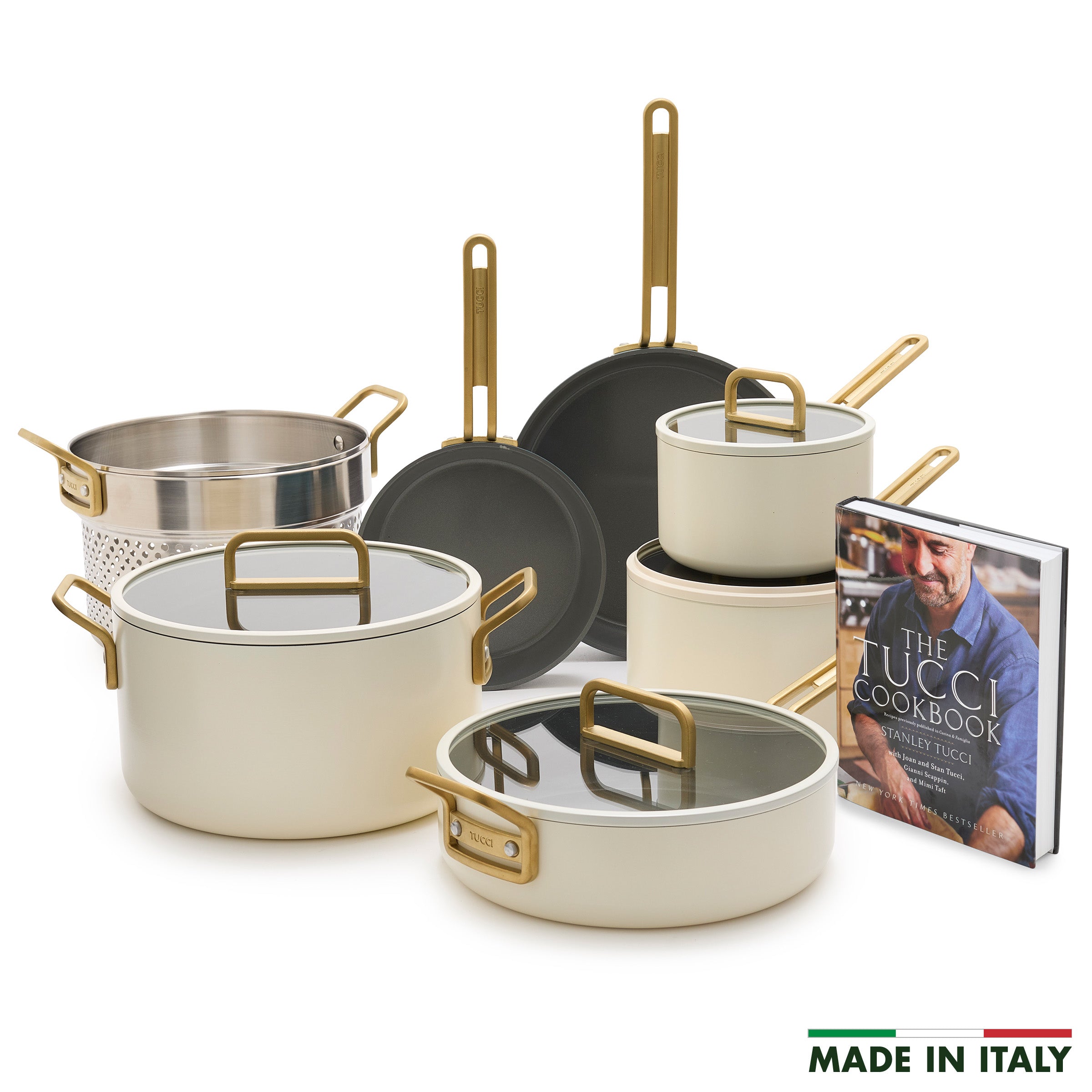 Stanley Tucci™ Ceramic Nonstick 11-Piece Cookware Set | Carrara White