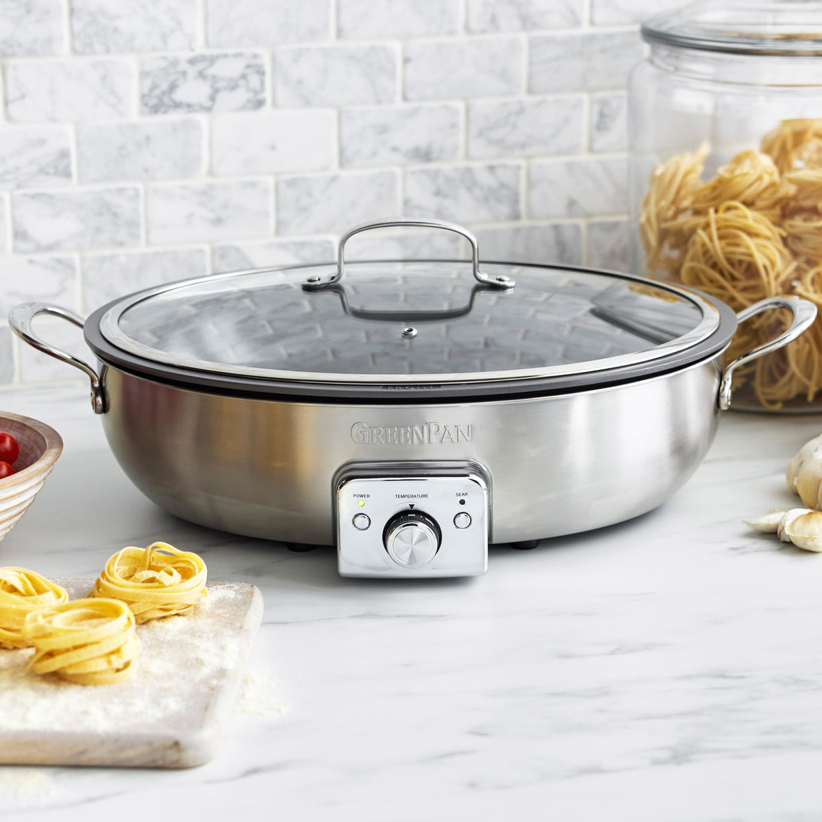 Elite 5.5-Quart Oval Electric Skillet | Premiere Stainless Steel - Image 3