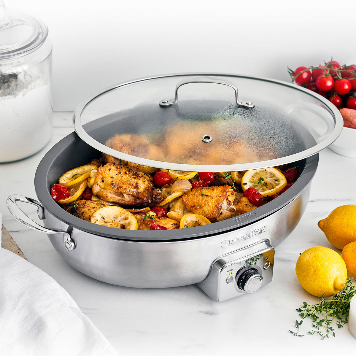 Elite 5.5-Quart Oval Electric Skillet | Premiere Stainless Steel - Image 4