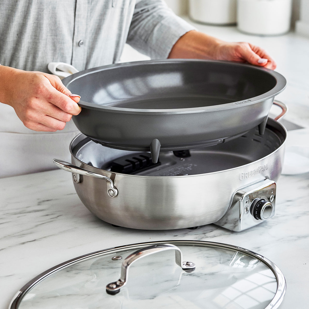 Elite 5.5-Quart Oval Electric Skillet | Premiere Stainless Steel - Image 6