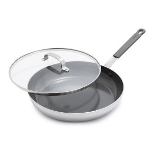 Bobby Flay by GreenPan PFAS-Free Nonstick Stainless Steel 12 Frypan with Lid