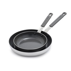 Bobby Flay by GreenPan PFAS-Free Nonstick Stainless Steel 8 and 10 Frypan Set
