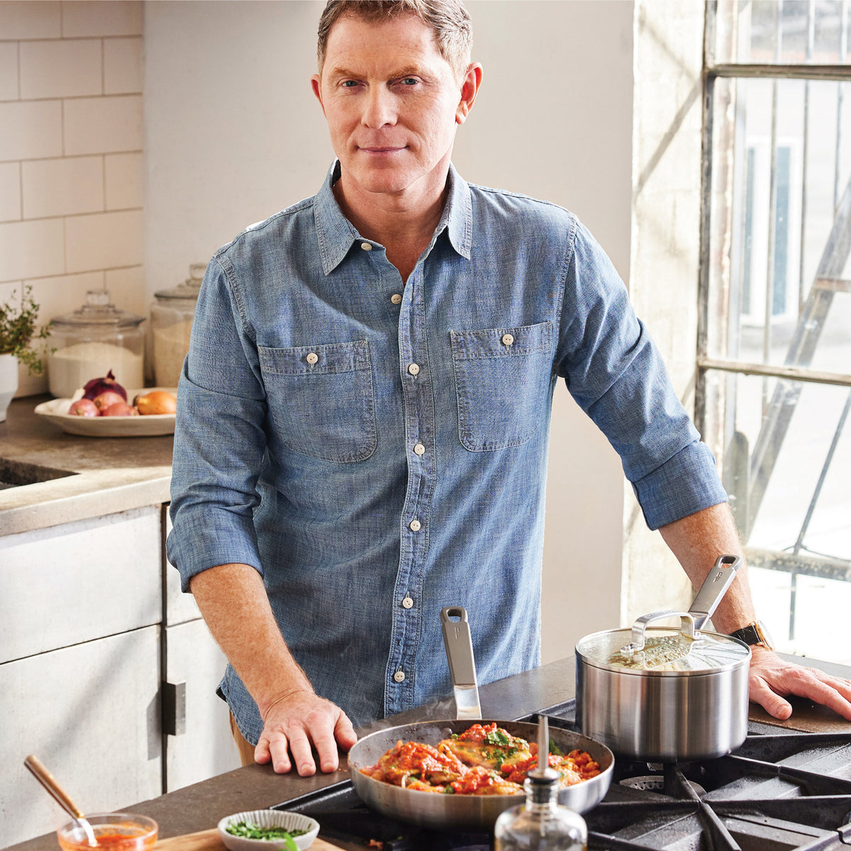 Bobby Flay by GreenPan PFAS-Free Nonstick Stainless Steel 8 and 10 Frypan Set - Image 2