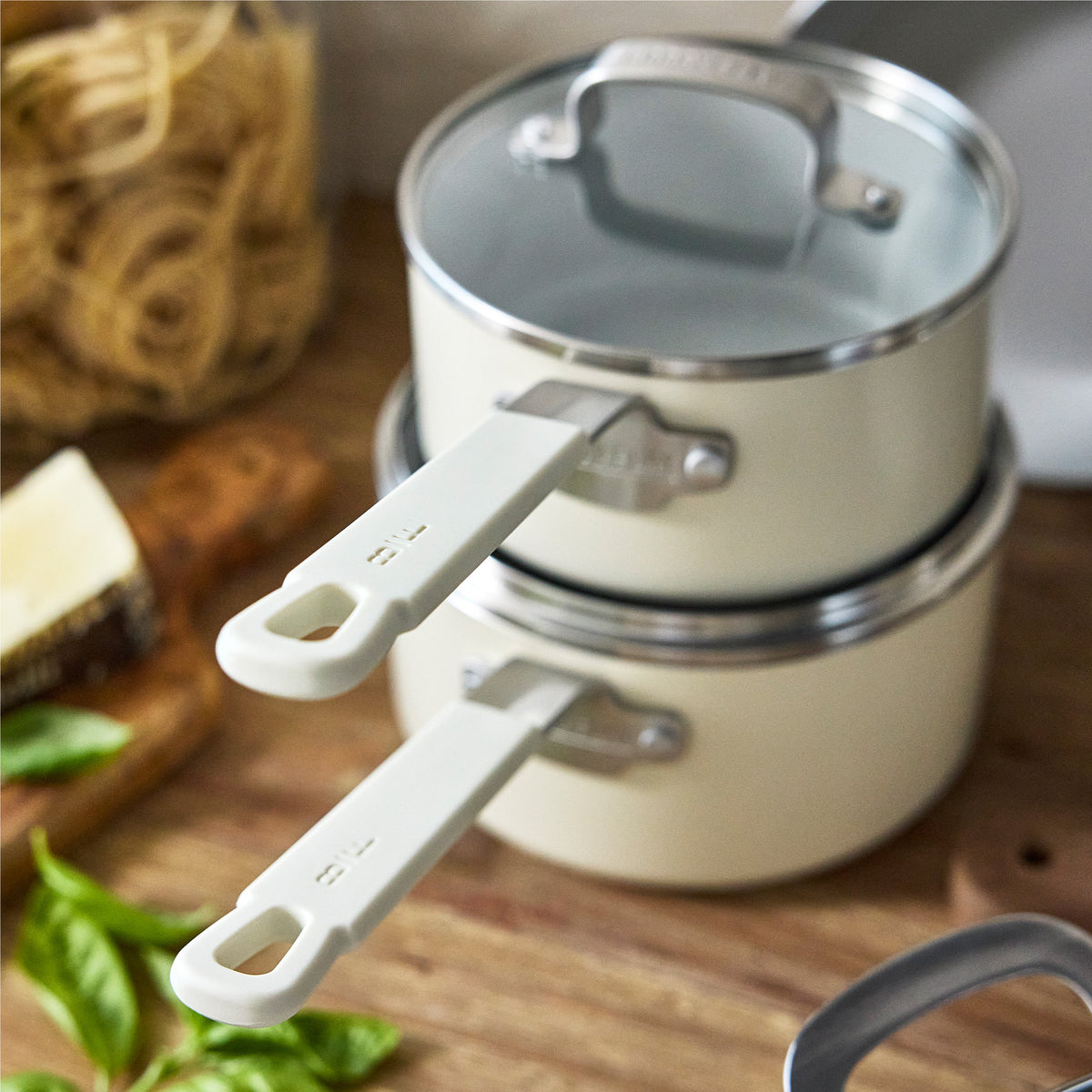 Bobby Flay by GreenPan Professional Ceramic Nonstick 13-Piece Cookware Set | Cream - Image 8