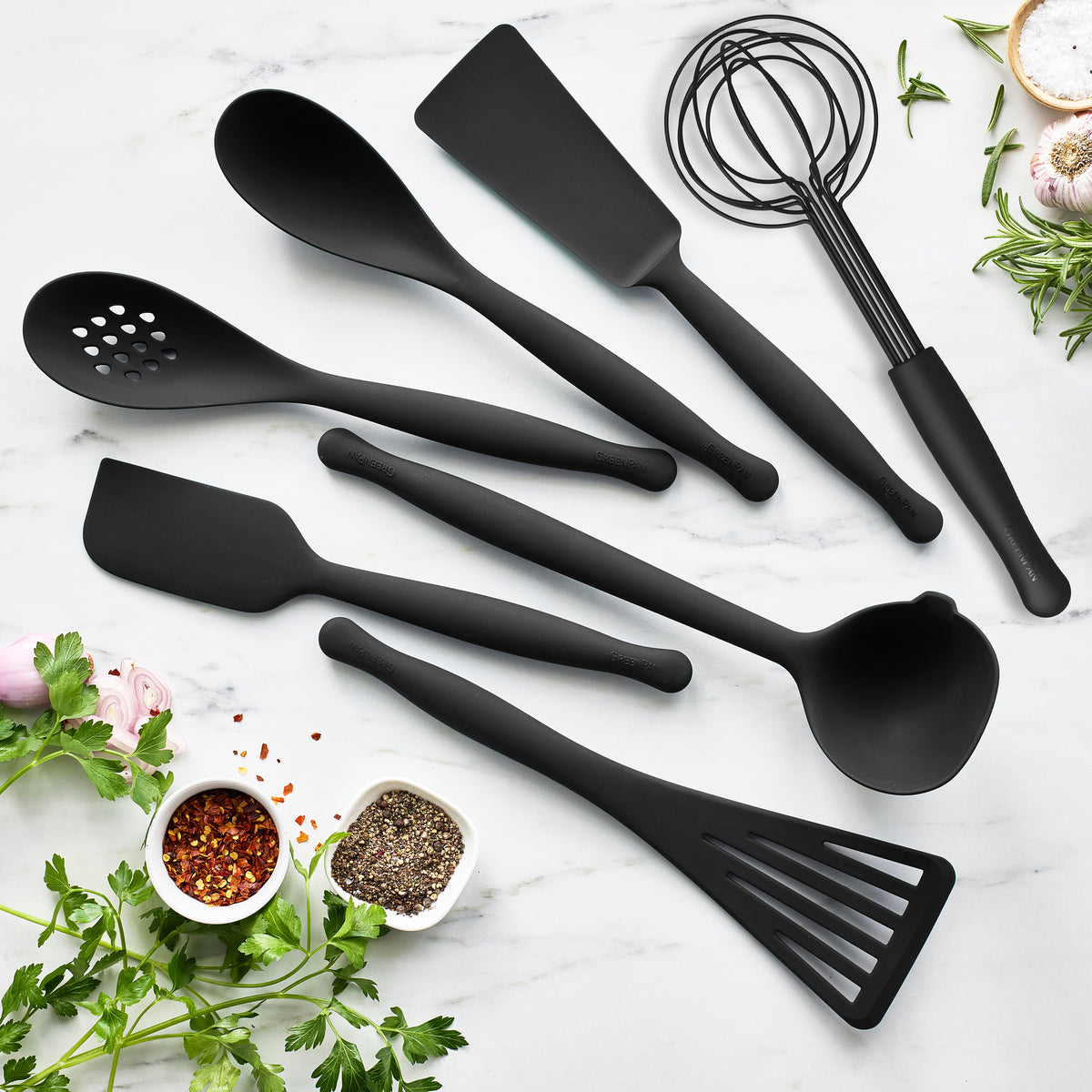 Premiere Silicone 8-Piece Utensil and Crock Set | Black - Image 5