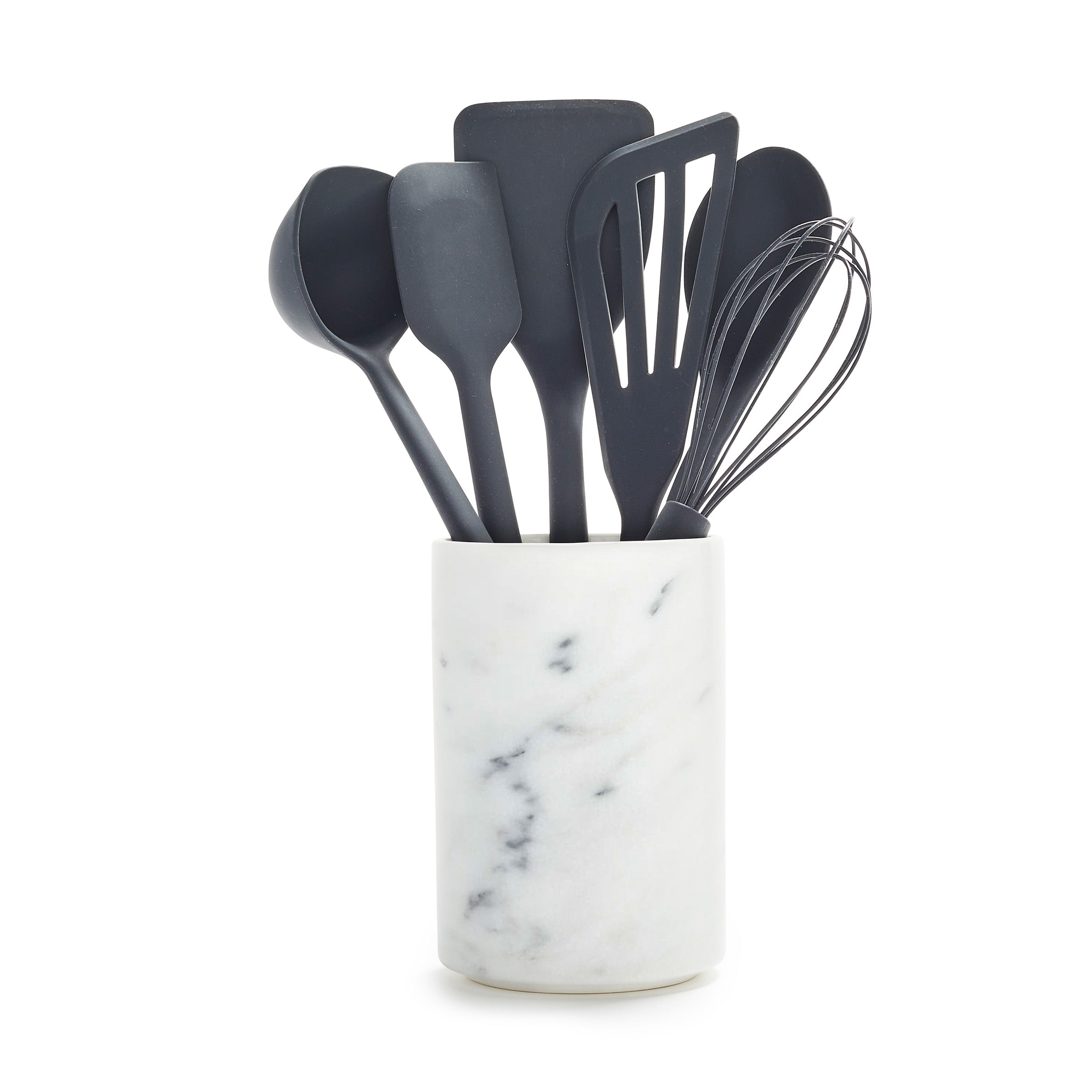 Platinum Silicone 7-Piece Utensil and Crock Set | Gray