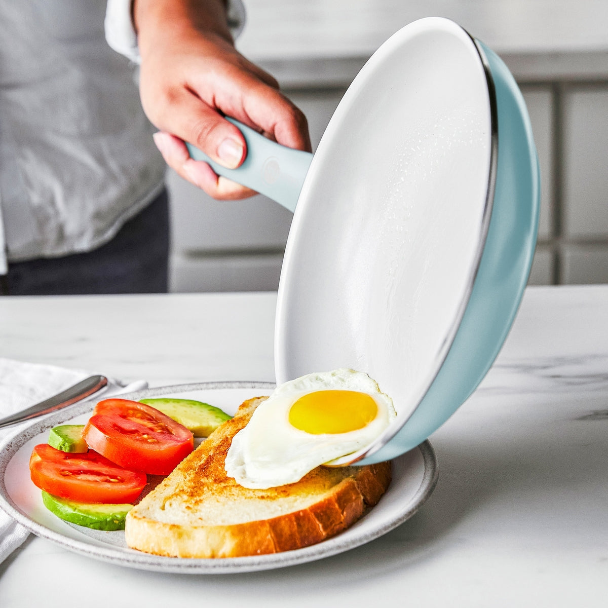 Dover Ceramic Nonstick 8 Frypan with Spatula | Blue Haze - Image 2