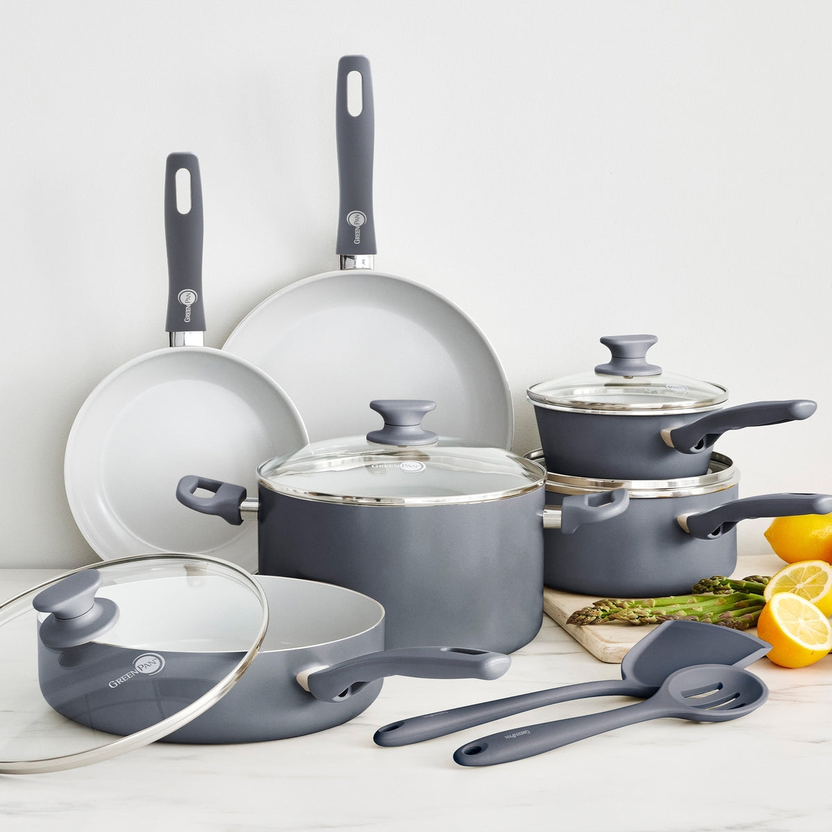 Dover Ceramic Nonstick 12-Piece Cookware Set | Charcoal Gray - Image 2