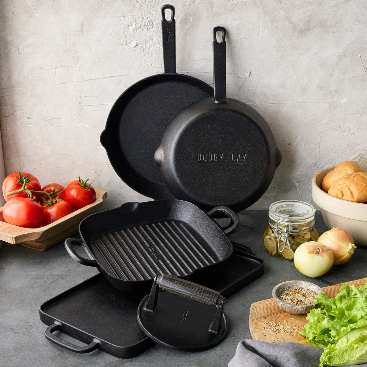 Bobby Flay by GreenPan 6-Piece Cast Iron Set with Bobby at Home Cookbook - Image 3