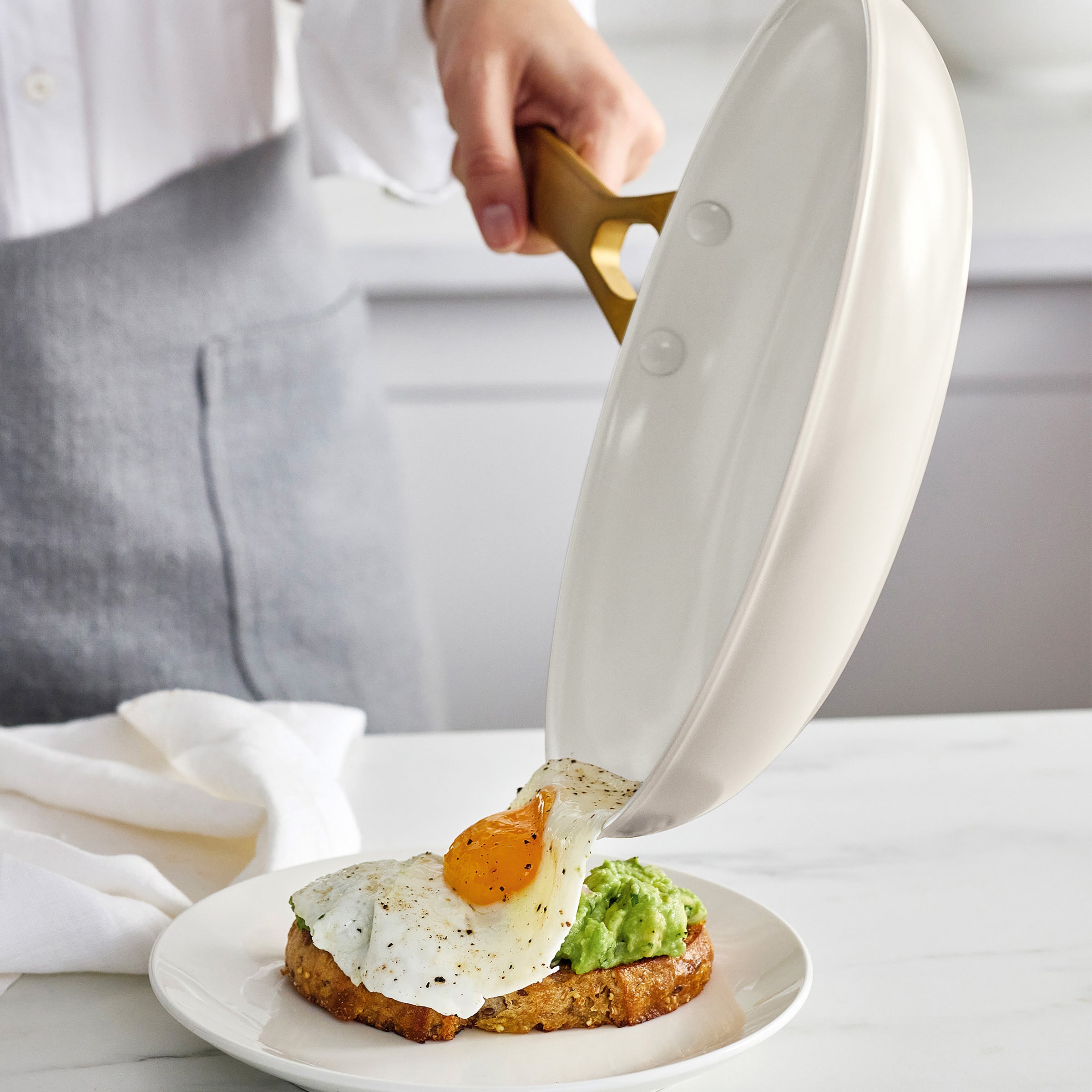 Reserve Pro Ceramic Nonstick 10 and 12 Frypan Set | Cream - Image 3