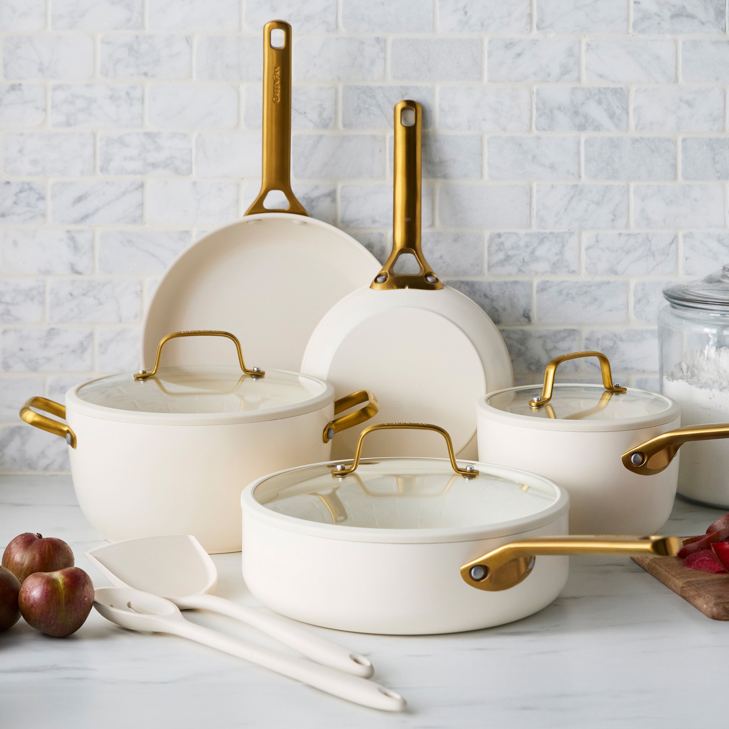 Reserve Pro Ceramic Nonstick 10-Piece Cookware Set | Cream - Image 3