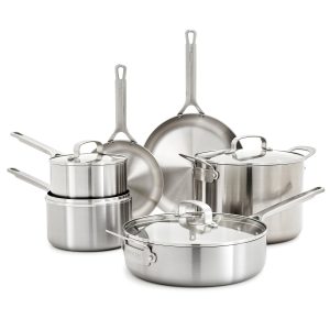 Bobby Flay by GreenPan Chef Series Uncoated Stainless Steel 10-Piece Cookware Set