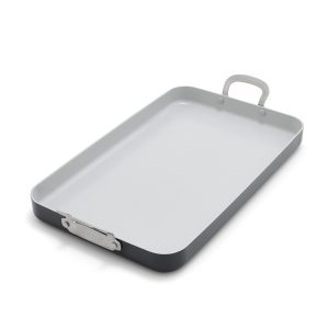 Bobby Flay by GreenPan Professional Ceramic Nonstick 18 x 11 Double Burner Griddle | Graphite