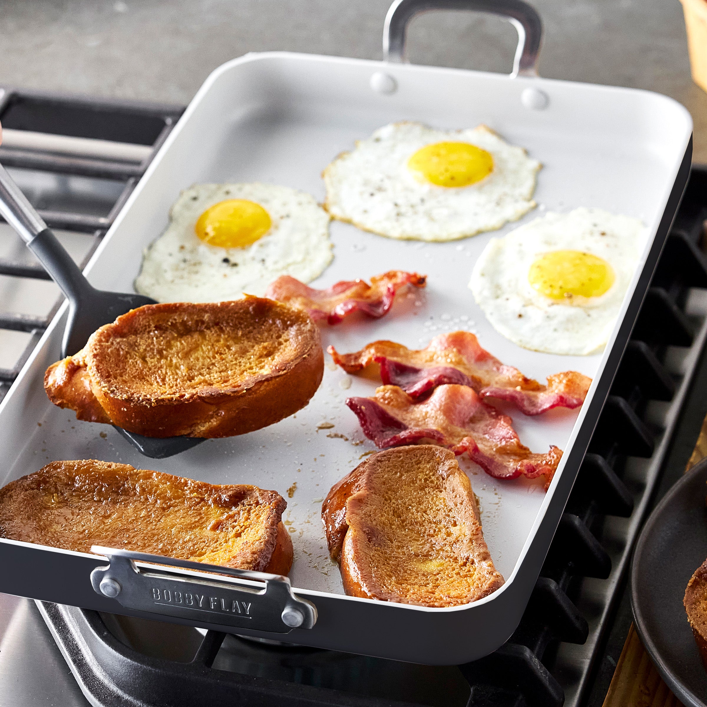 Bobby Flay by GreenPan Professional Ceramic Nonstick 18 x 11 Double Burner Griddle | Graphite - Image 6