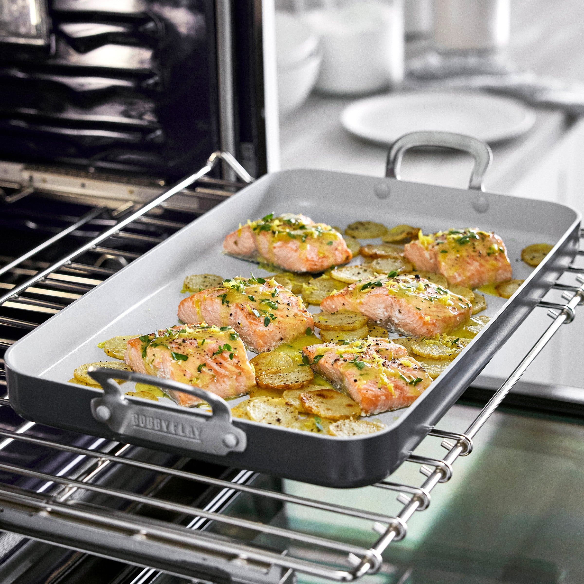 Bobby Flay by GreenPan Professional Ceramic Nonstick 18 x 11 Double Burner Griddle | Graphite - Image 4