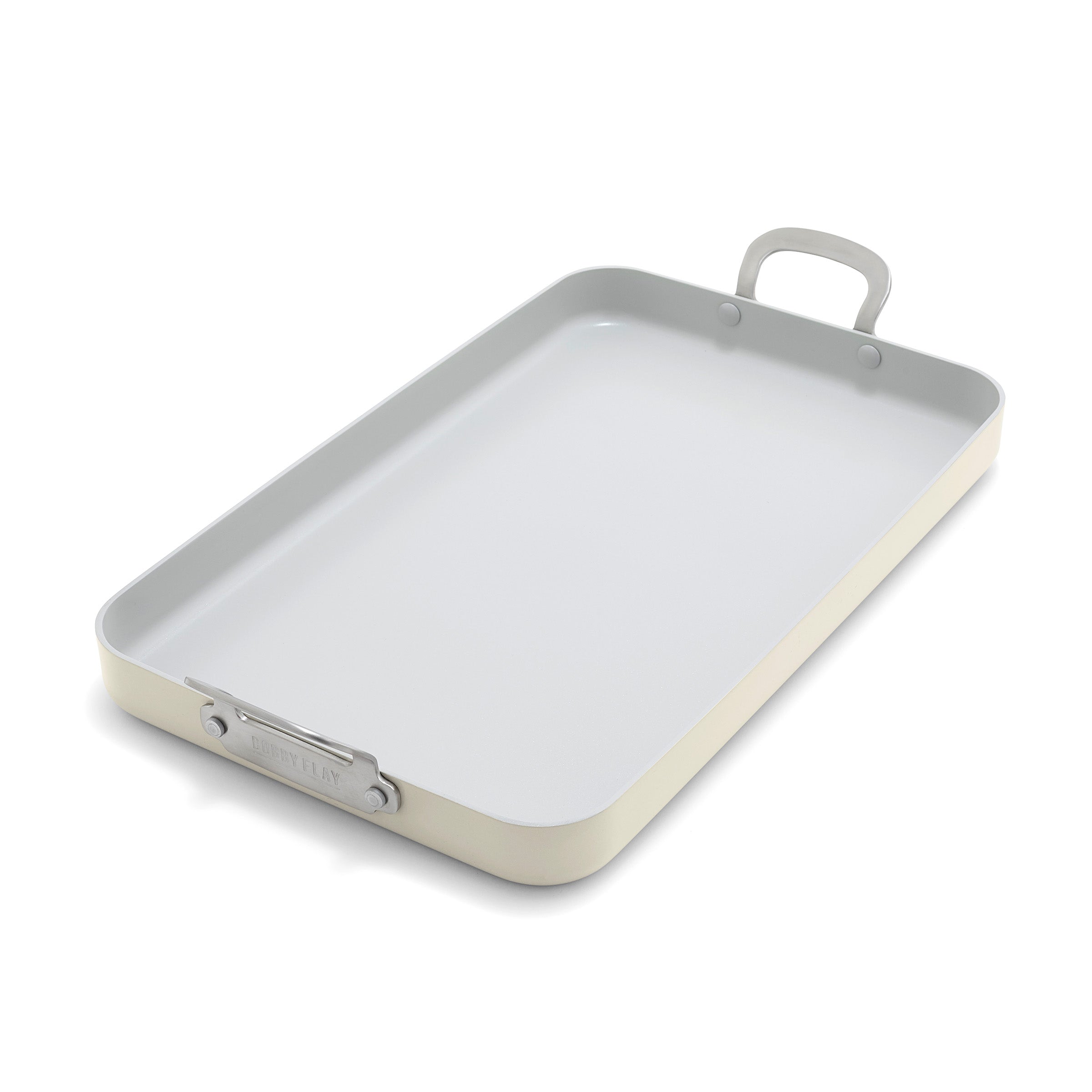 Bobby Flay by GreenPan Professional Ceramic Nonstick 18 x 11 Double Burner Griddle | Cream