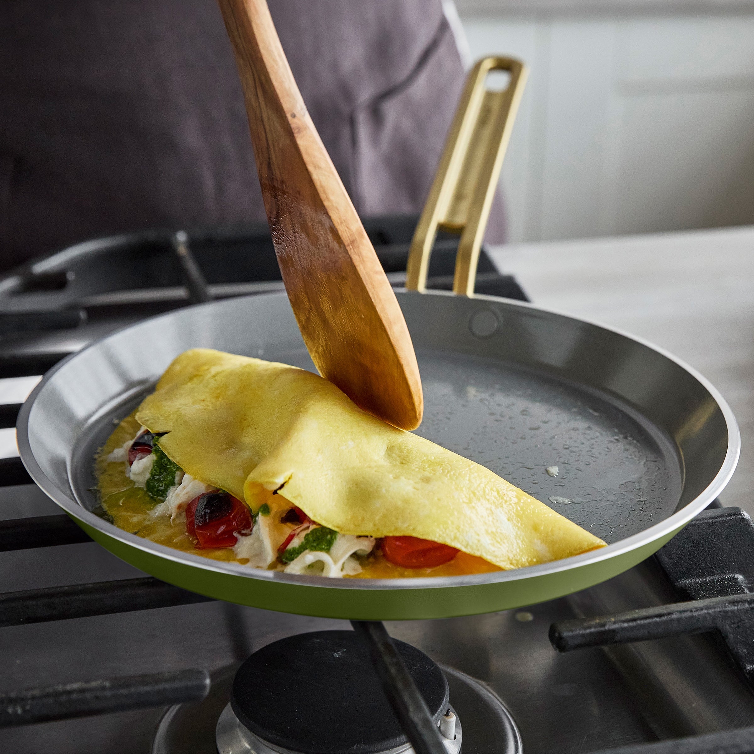 Stanley Tucci™ Ceramic Nonstick 10 Crepe and Omelette Pan | Tuscan Olive - Image 5