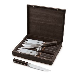 Elite Cutlery 8-Piece Steak Knife Set with Dark-Wood Handles