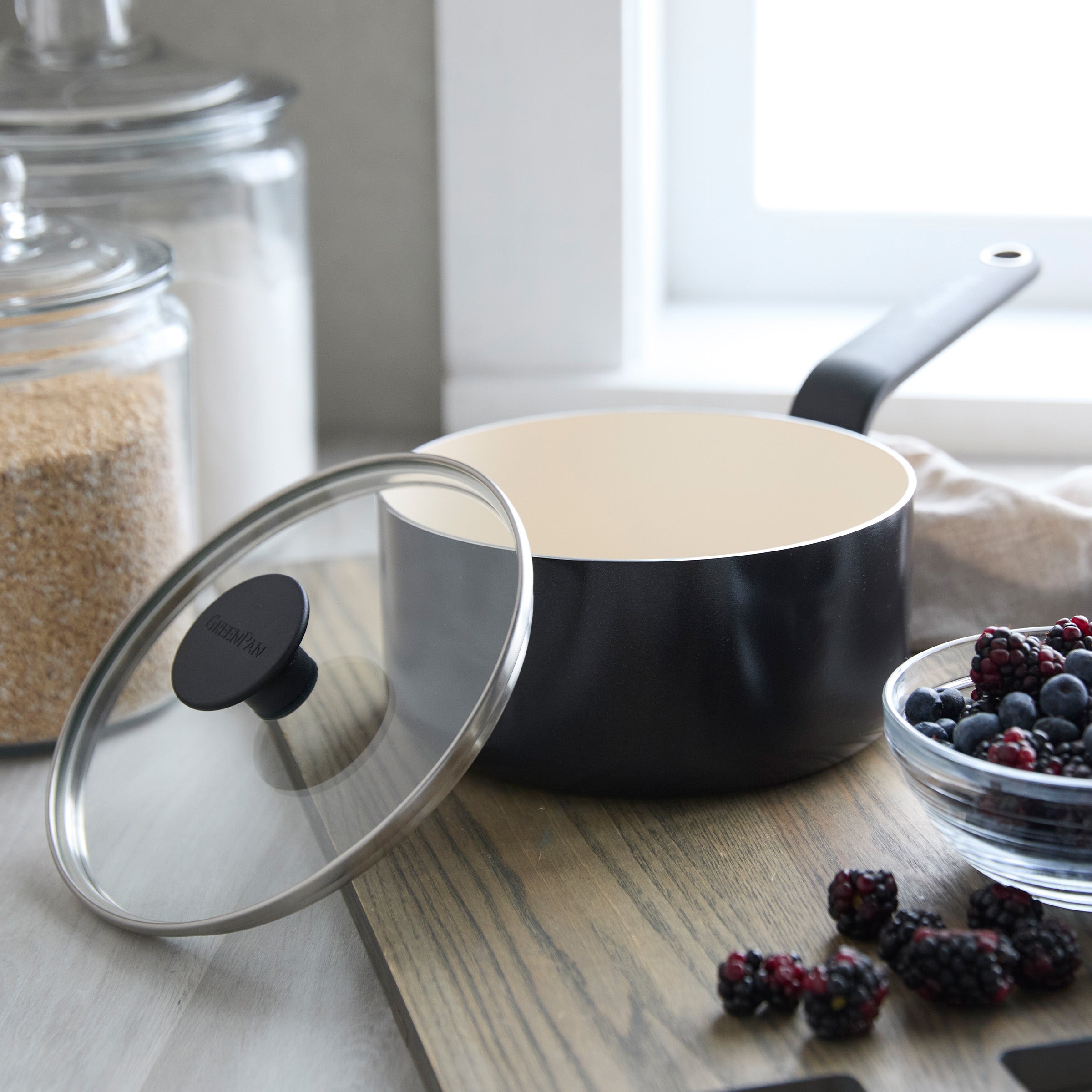 Rio Advanced Ceramic Nonstick 2-Quart Saucepan with Lid | Black - Image 2