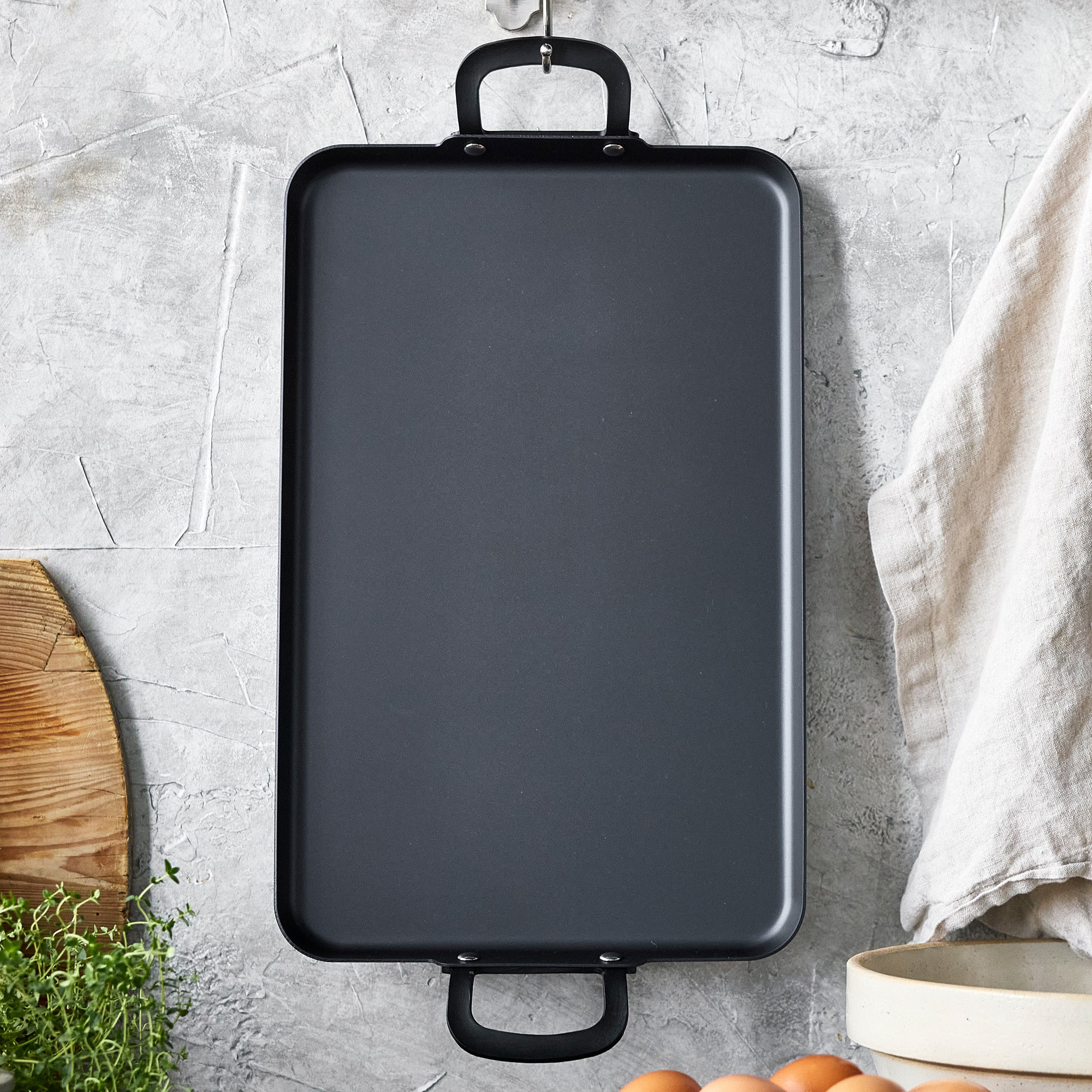 Bobby Flay by GreenPan 17 x 11 Carbon Steel Double Burner Griddle - Image 3