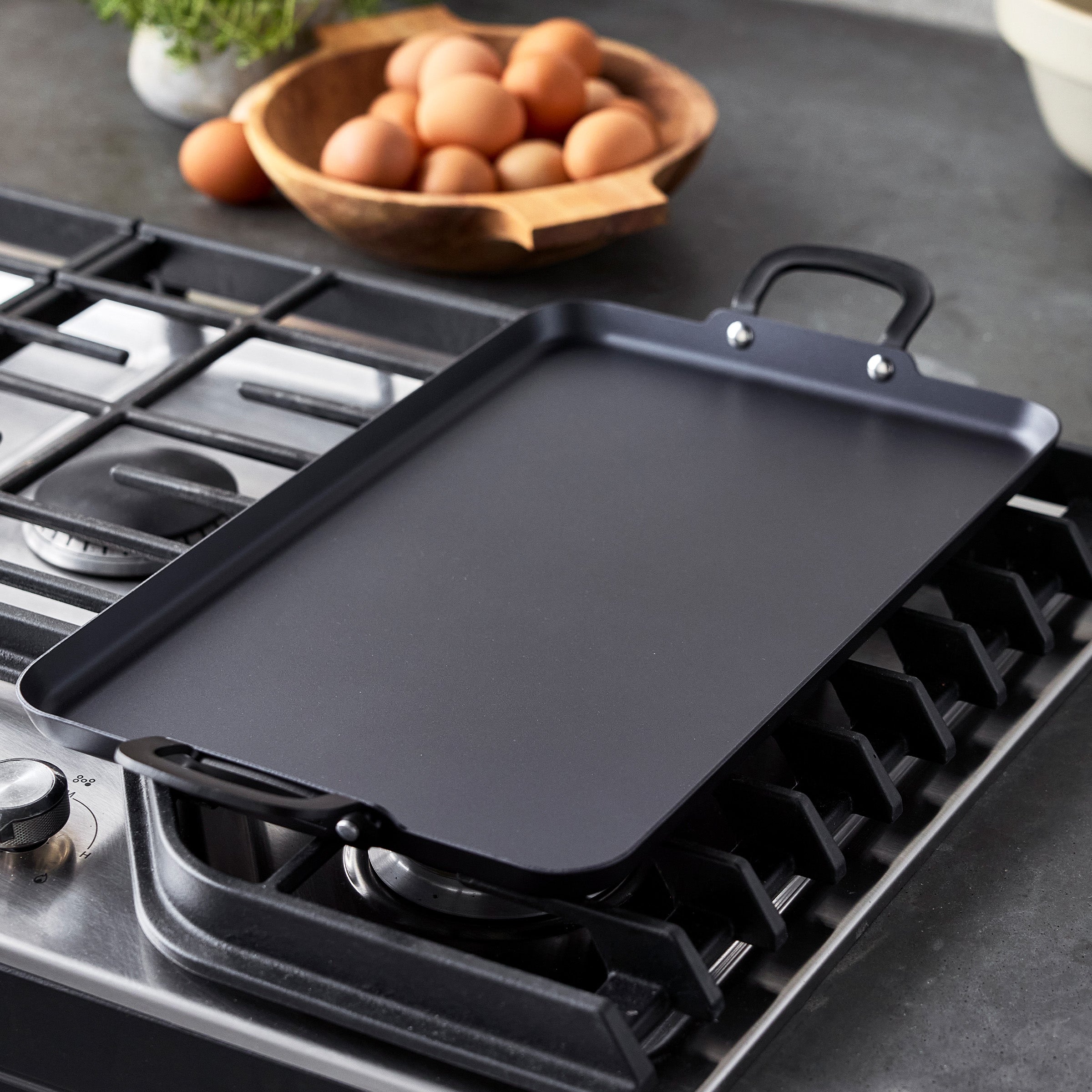 Bobby Flay by GreenPan 17 x 11 Carbon Steel Double Burner Griddle - Image 5