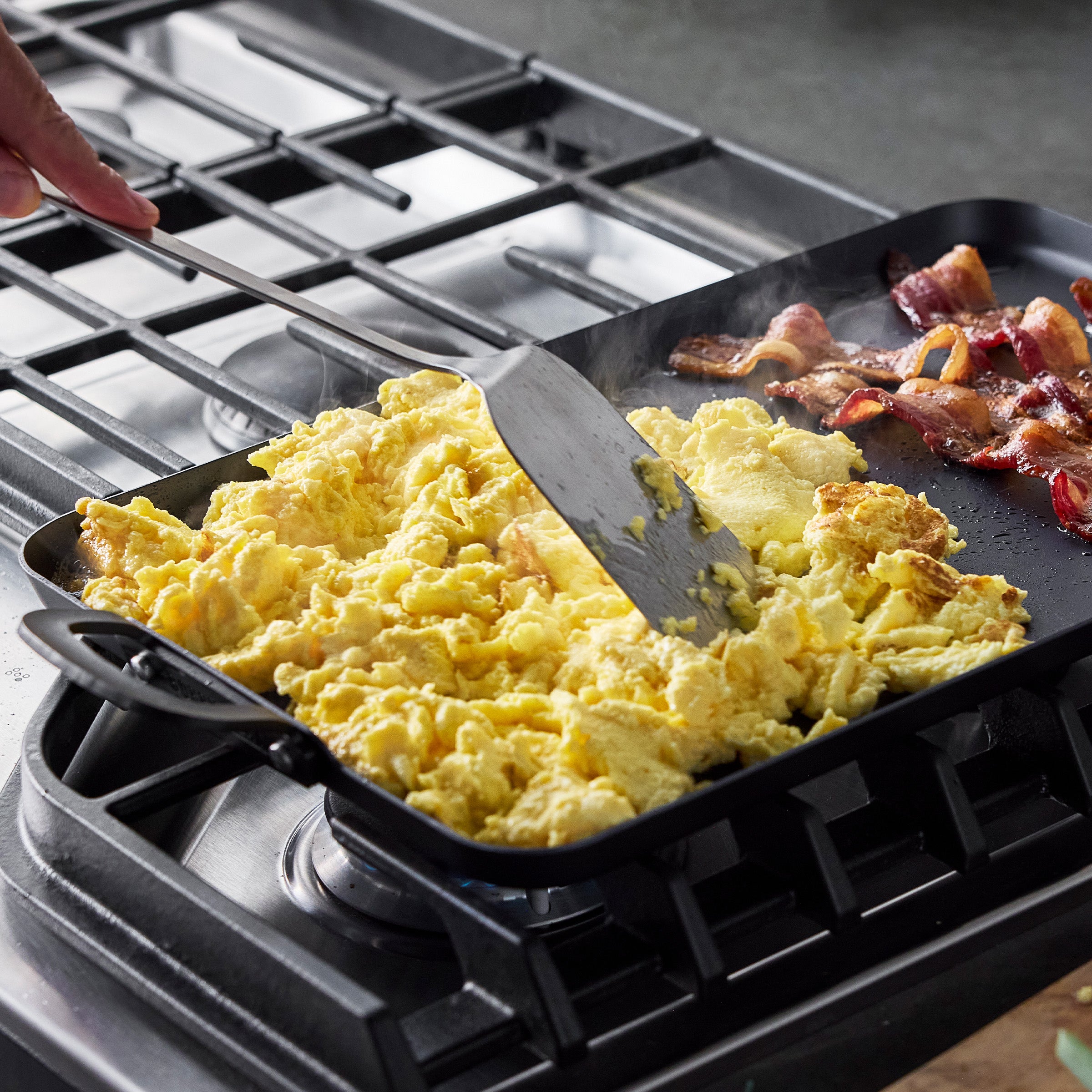 Bobby Flay by GreenPan 17 x 11 Carbon Steel Double Burner Griddle - Image 8