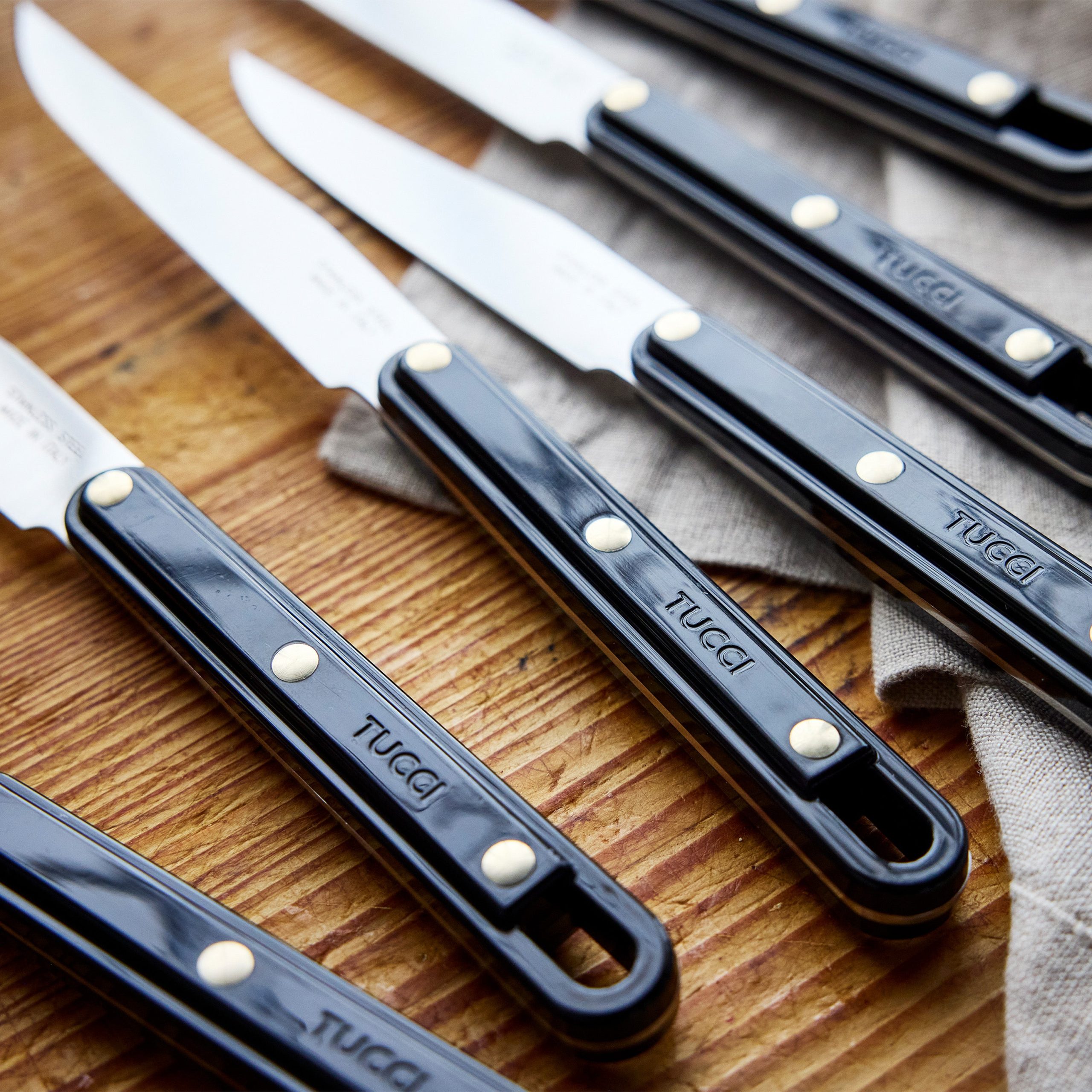 Stanley Tucci™ 6-Piece Steak Knife Set with Wood Tray | Milano Black - Image 7